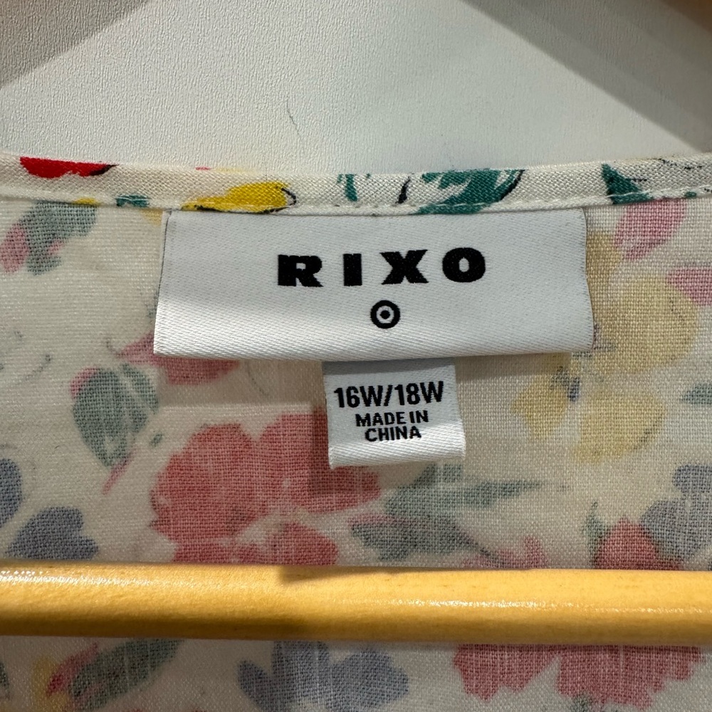 Rixo x Target Floral Puff Sleeve Linen Blend Mini Dress Multi Size 16/18W - Picture 3 of 9